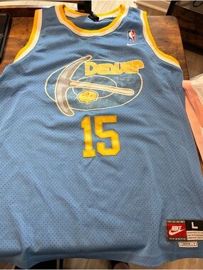 Nike Carmelo Anthony Denver Nuggets Light Blue and Yellow #15 Jersey used